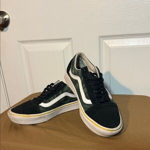 Vans Black and White Sneakers with Yellow Accents